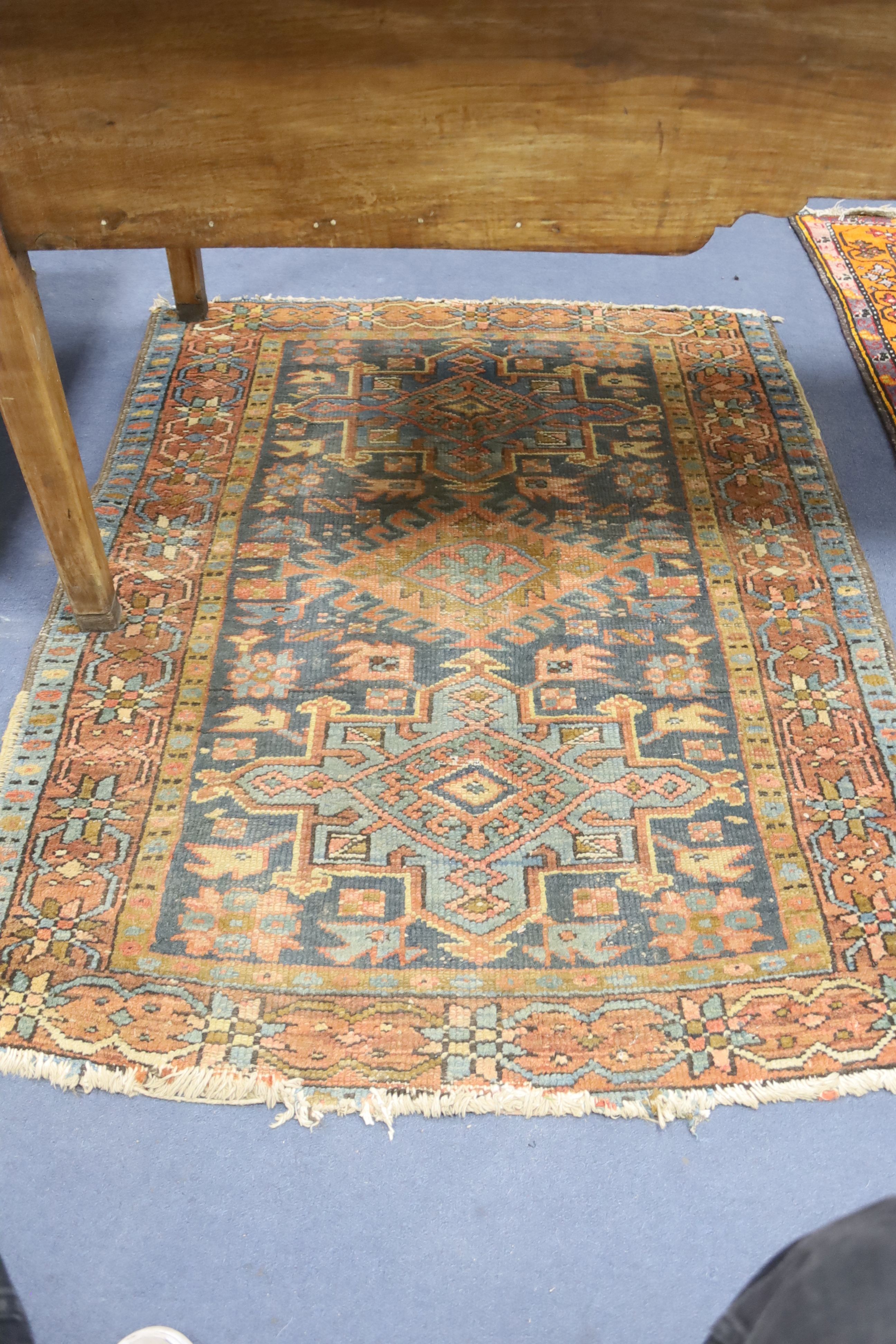 A small Hamadan blue ground rug, 132 x 104cm